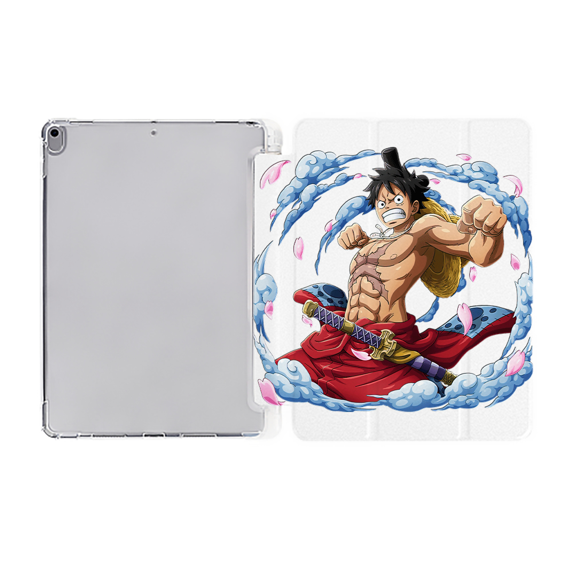 （画像用） ワンピース モンキー・D・ルフィ ONE PIECE Monkey D. Luffy IPad ケース ペン収納付き 三つ折りスタンド PUレザー×シリコン 対応機種9.5/10.5/10.9インチ